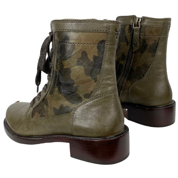 NWOB Sundance Trask Women's Brett Lace Up Combat Boots in Olive Camo, Size 6 - Picture 8 of 13